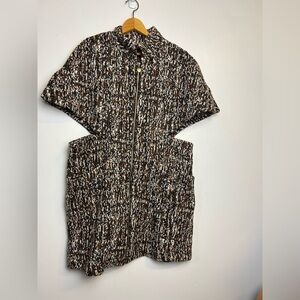 Isle By Melis  Kazan Tweed knee Asymmetrical  Dress Size M Fall Cozy Warm Collar